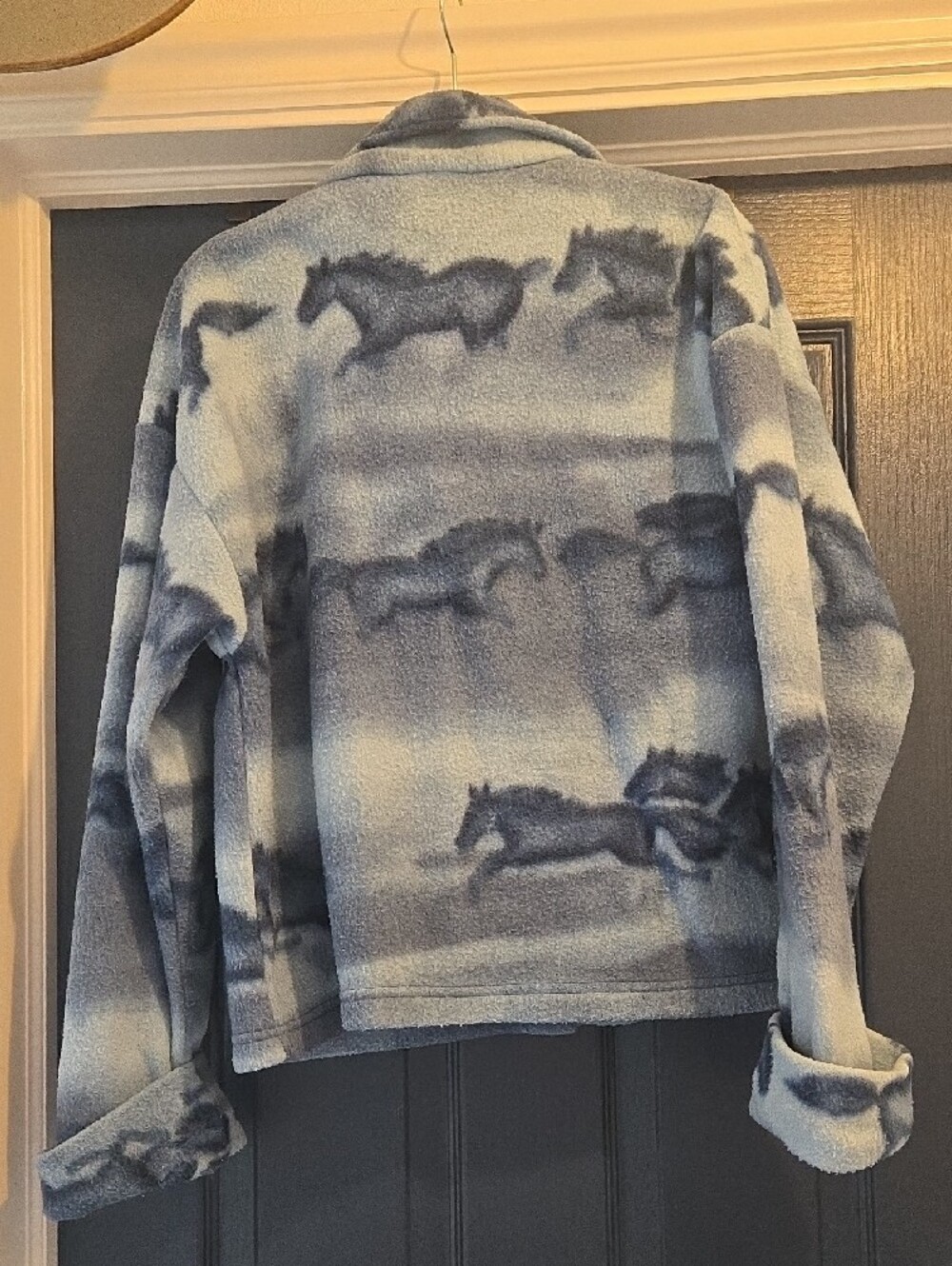 Banjo MEDIUM Blue Horse-Print FLEECE Jacket - Picture 3 of 3